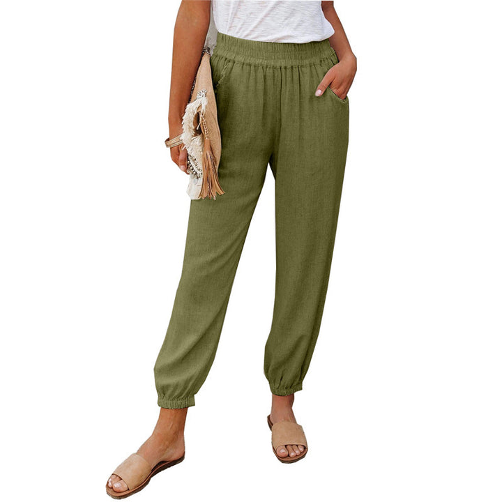 Damen lässige Freizeithose mit elastischem Bund und seitlichen Taschen Drune