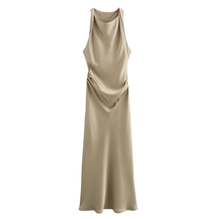Damen elegantes Sommerkleid mit fließendem Schnitt und charmanten Rüschendetails Drune