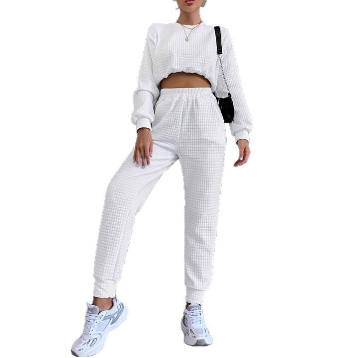 Damen Freizeit-Set mit gestepptem Design und elastischem Taillenbund Drune