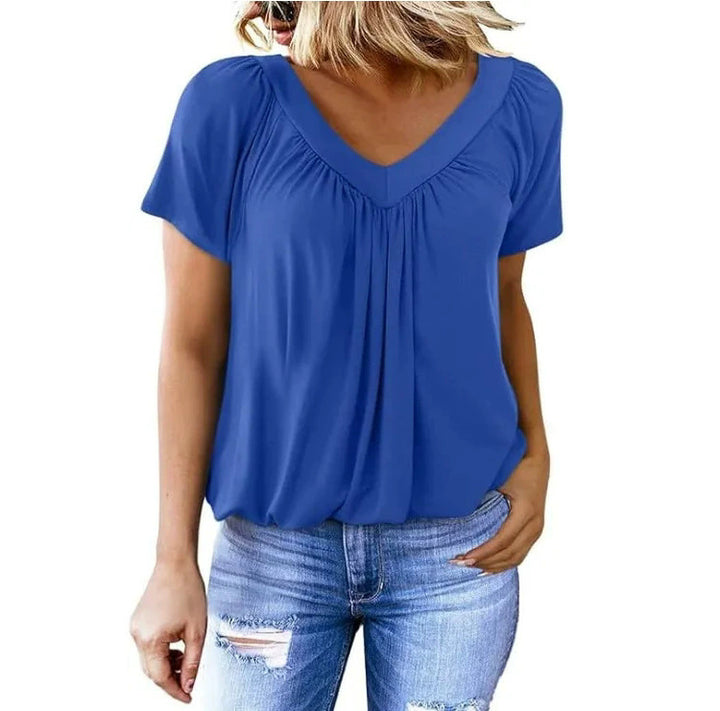 Damen V-Ausschnitt Bluse mit weichem Fall und modischem Schnitt Drune