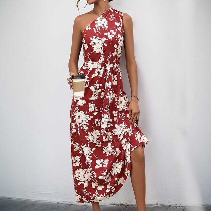 Damen Maxikleid mit asymmetrischem Ausschnitt und floralem Muster Drune