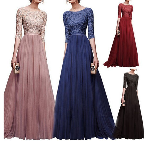 Damen Elegantes Abendkleid mit hochwertiger Spitze und fließendem Rock Drune