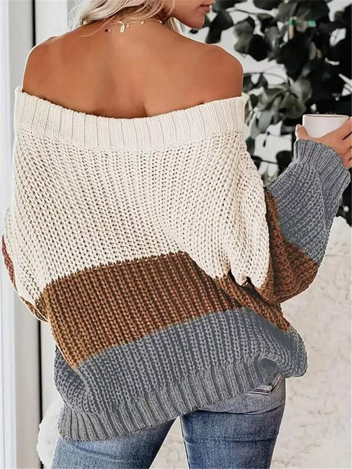 Damen Oversized Strickpullover mit lässigem Schnitt und offener Schulter Drune