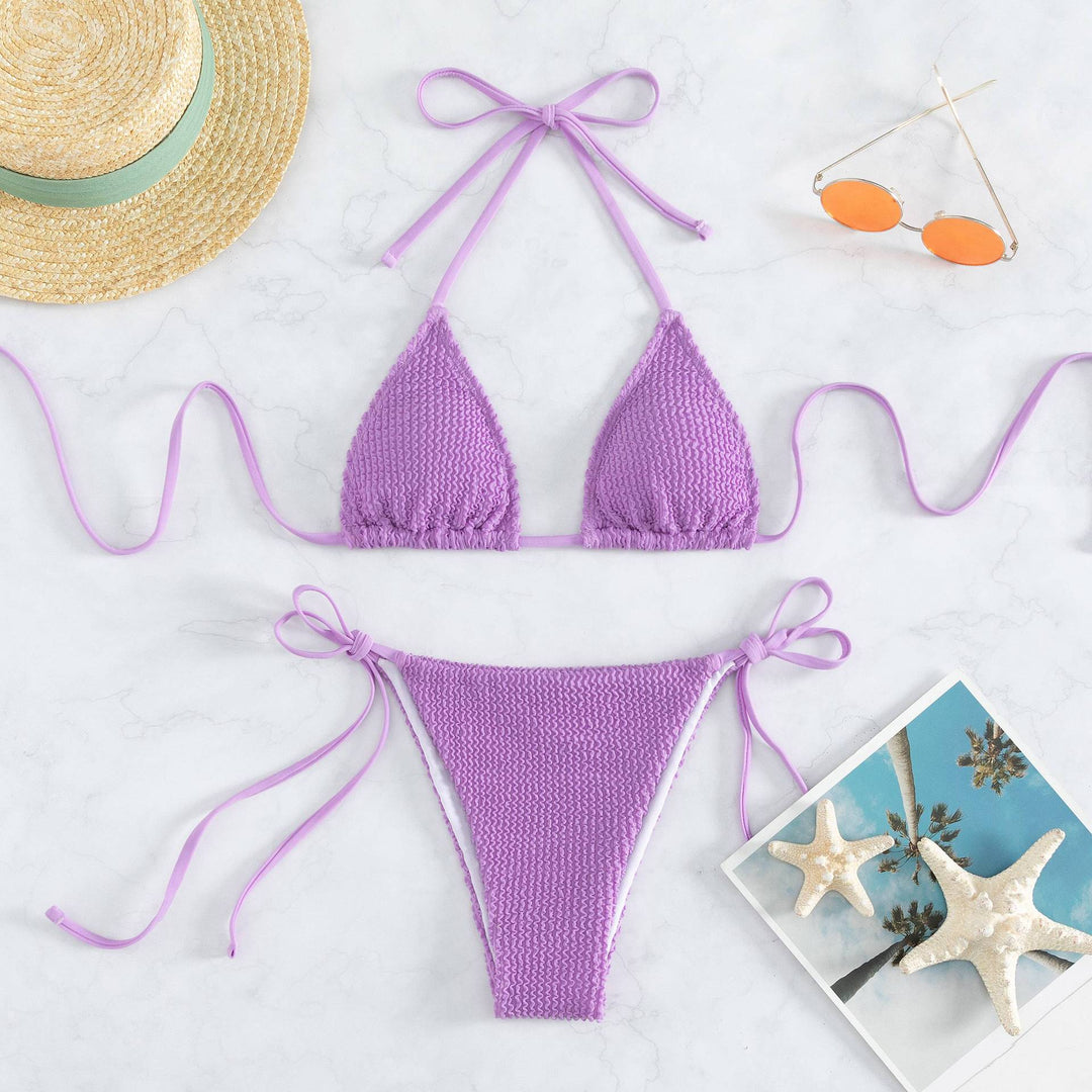 Damen Triangel-Bikini mit raffinierten Bindebändern und strukturiertem Stoff Drune