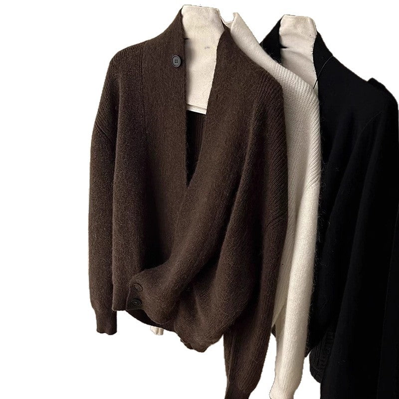Damen Modischer Strickcardigan mit angesagtem Revers Drune