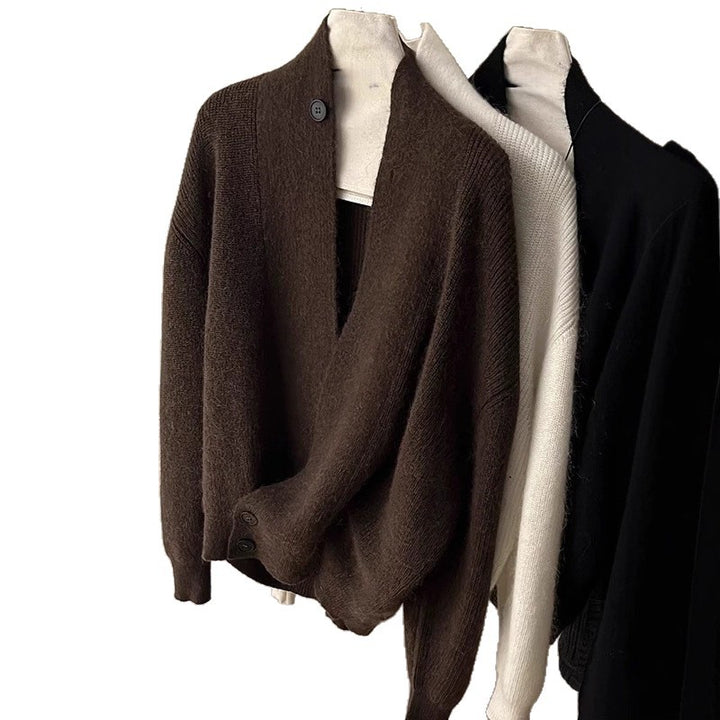 Damen Modischer Strickcardigan mit angesagtem Revers Drune