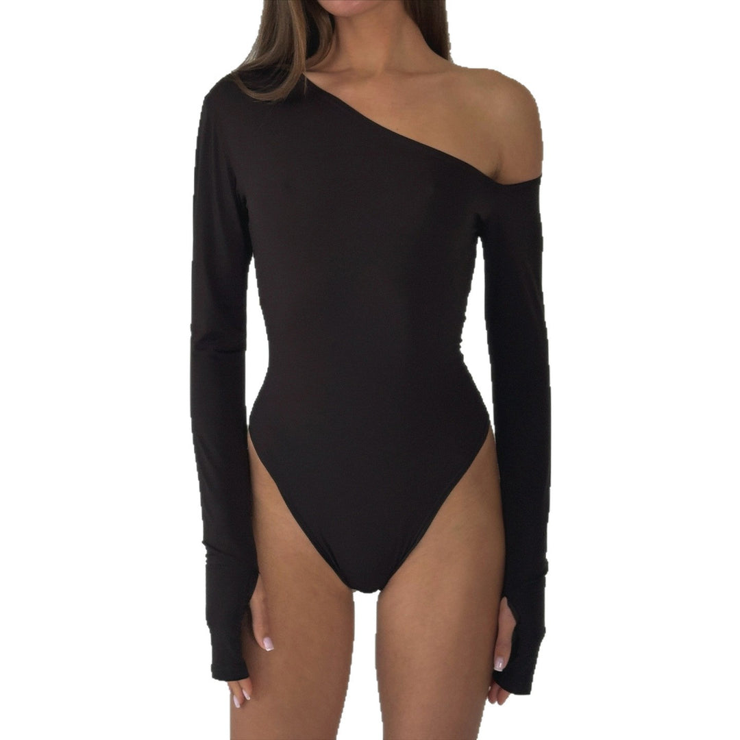 Damen eleganter Body mit langen Ärmeln und weitem Halsausschnitt Drune