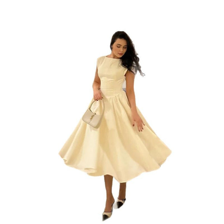 Damen Elegantes Midi-Kleid mit schwingendem Rock Drune