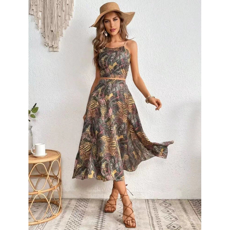 Damen Maxikleid mit floralem Twist und seitlichem Schlitz Drune