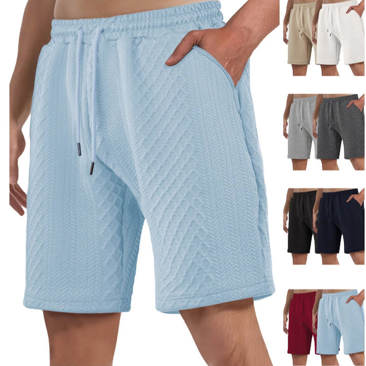 Herren nan strukturierte Strand-Bermuda aus Waffeljersey mit elastischem Kordelbund und schrägen Eingrifftaschen Drune