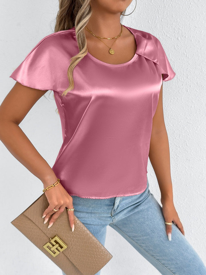 Damen Satinbluse mit eleganten Wellenästen Drune