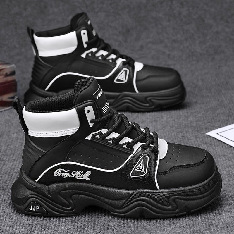 Herren High-Top City-Plateau-Sneaker mit skulpturierter Wellenlaufsohle, gepolstertem Knöchelkragen und griffiger Offroad-Traktion Drune