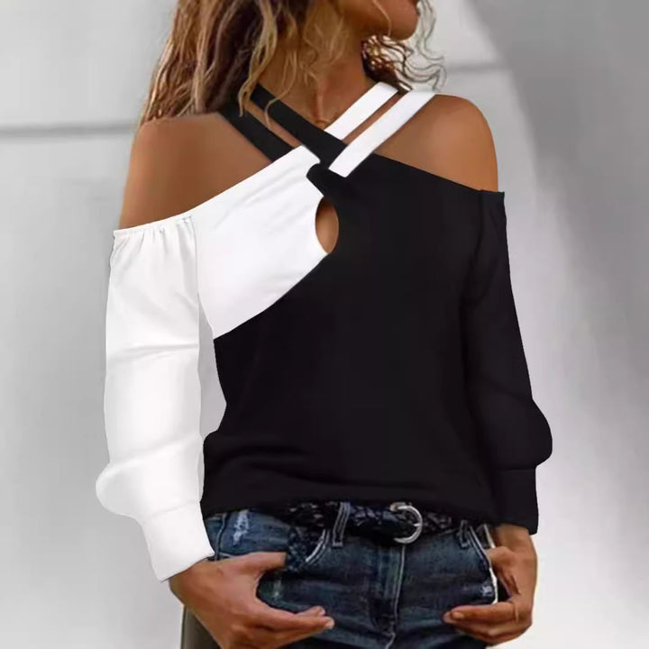 Damen Modisches Oberteil mit Cut-Out-Design und asymmetrischen Ärmeln Drune