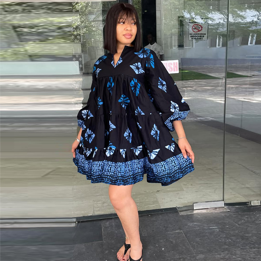 Damen Freizeitkleid mit lässigem Schnitt und voluminösen Ärmeln Drune