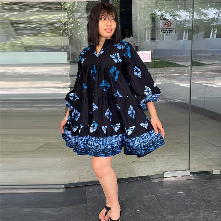 Damen Freizeitkleid mit lässigem Schnitt und voluminösen Ärmeln Drune
