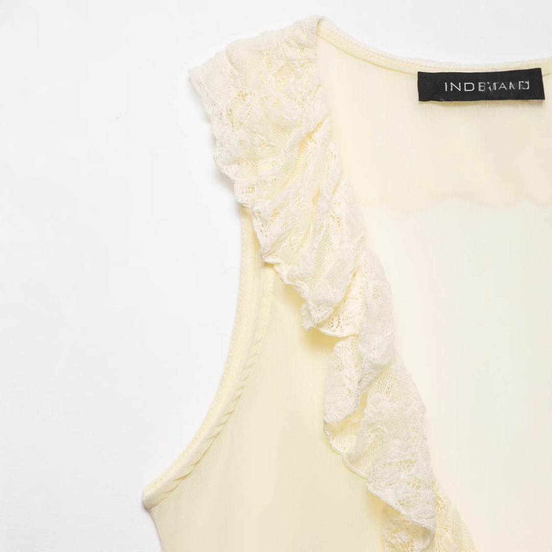 Damen Rüschenbluse mit Spitzenverzierung Drune