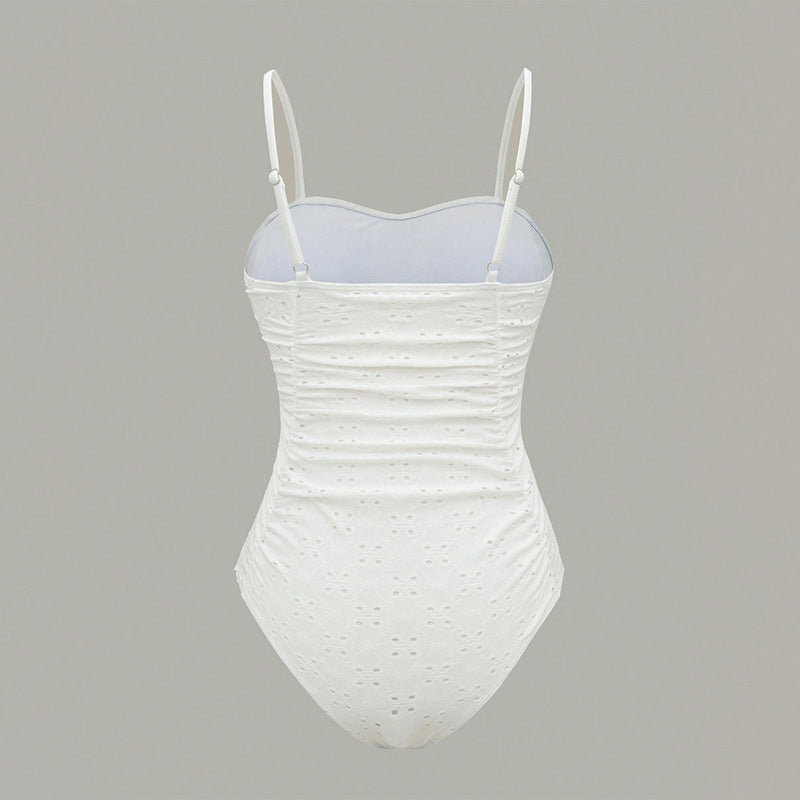 Damen Einteiler Badeanzug mit raffiniertem Rüschendesign und elegantem V-Ausschnitt Drune