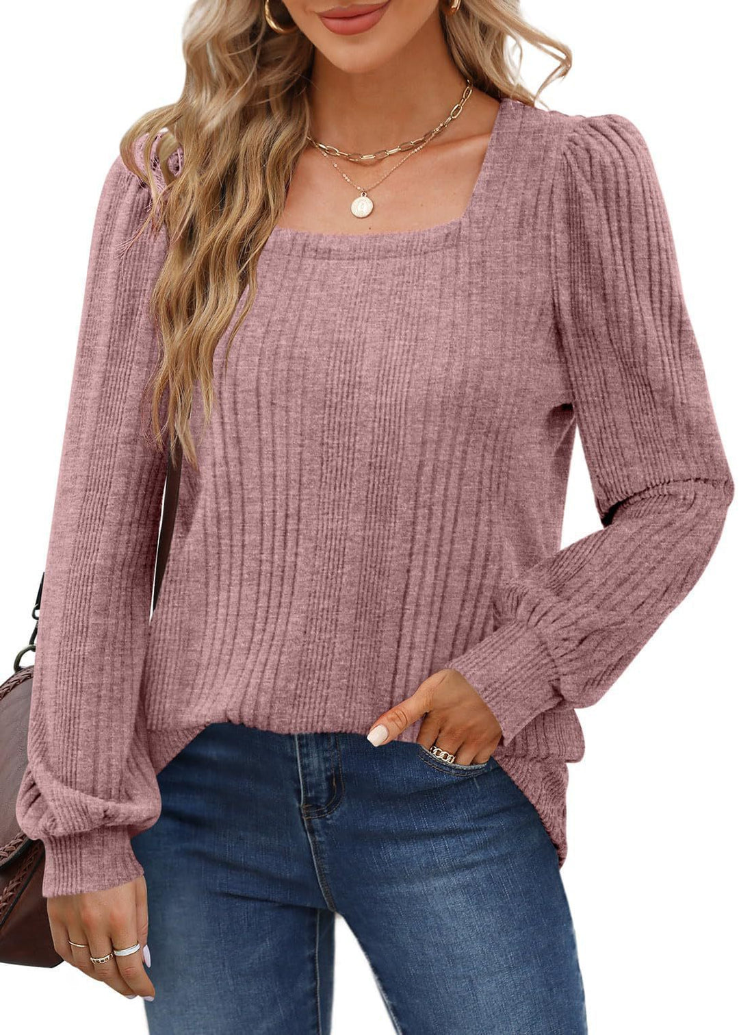 Damen modischer Strickpullover mit strukturiertem Rippenmuster und weitem Schnitt Drune