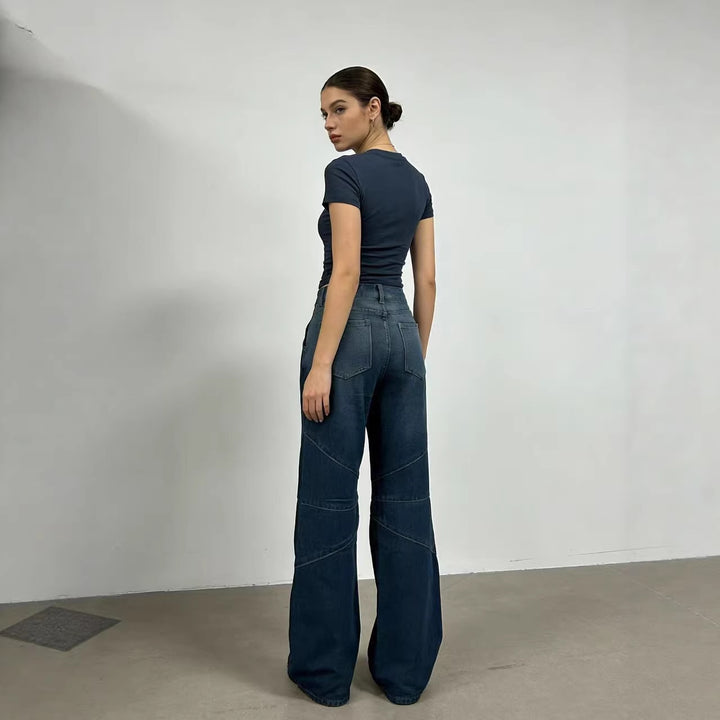 Damen Weit geschnittene Jeans mit einzigartigen Nahtdetails Drune