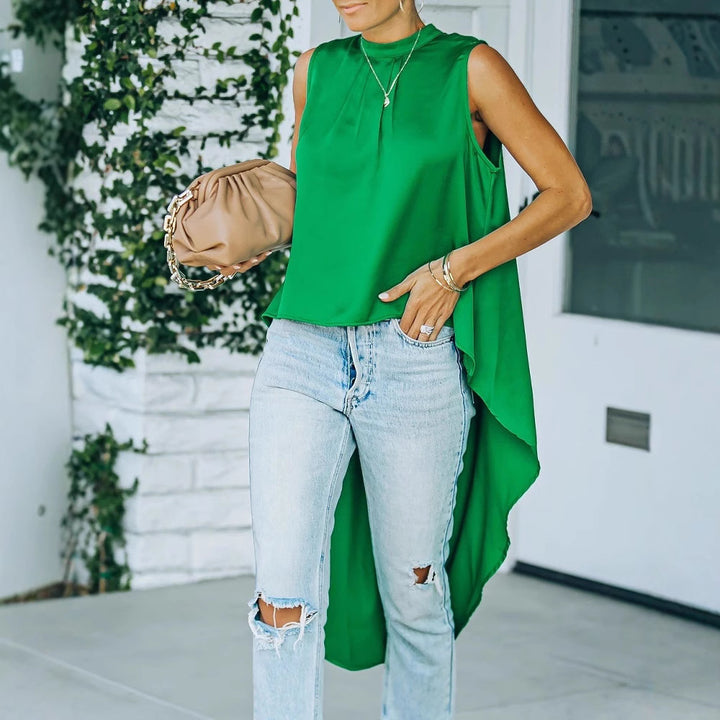 Damen Bluse mit asymmetrischem Schnitt und fließendem Material Drune