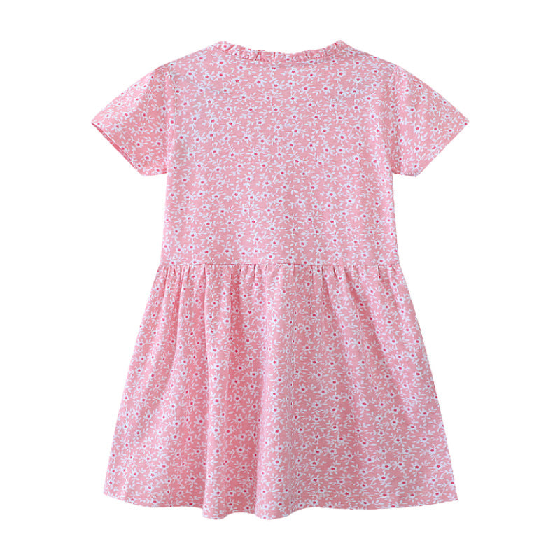 Mädchen Freizeitkleid mit floralem Design und Knopfdetails Drune