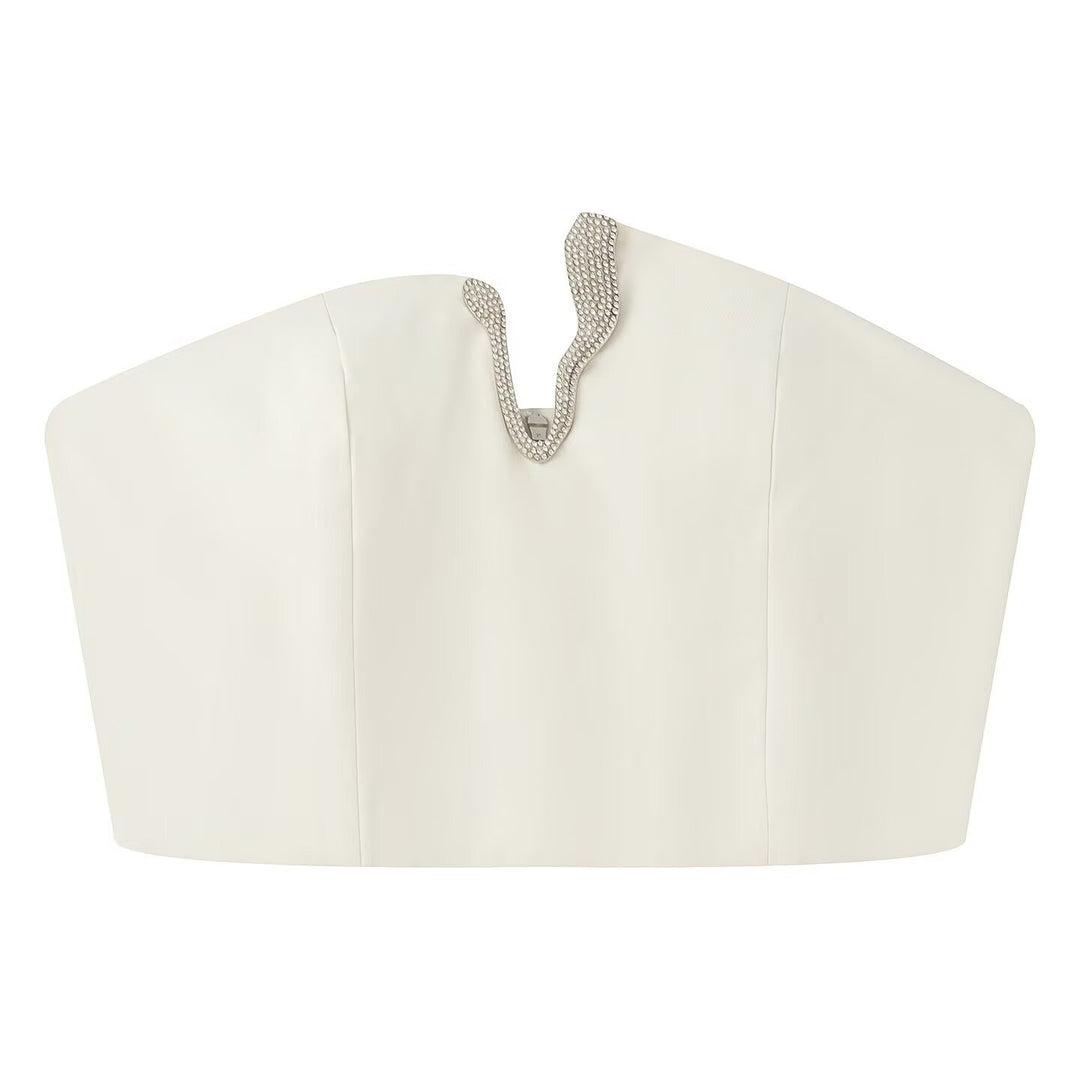 Damen Crop-Top und Mini-Rock Set mit dekorativem Detail Drune