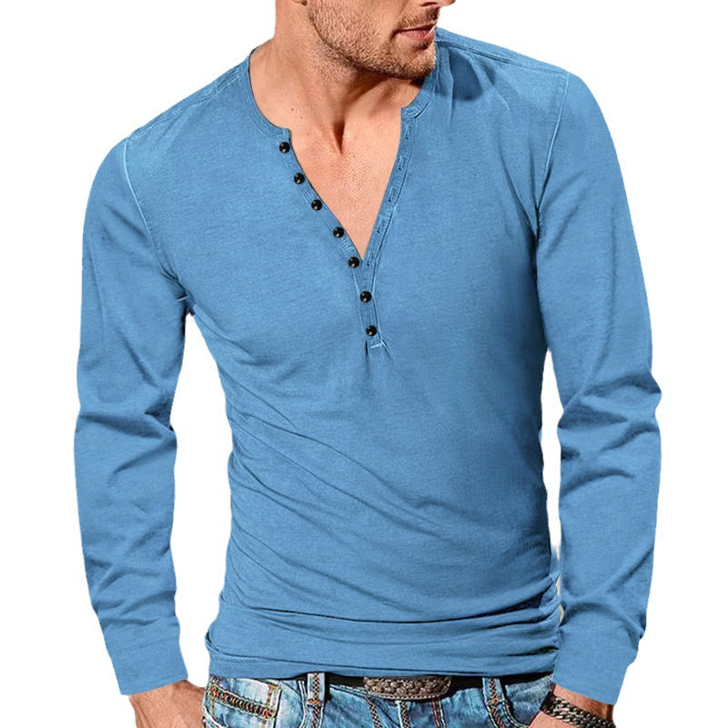 Herren Langarm-Henley-Shirt mit modischen Knopfdetails und weichem Baumwollstoff Drune