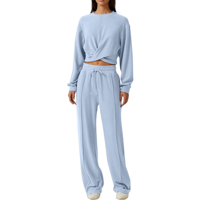 Damen Lässiges Sweatsuit mit Cropped Oberteil und weitem Bund Drune