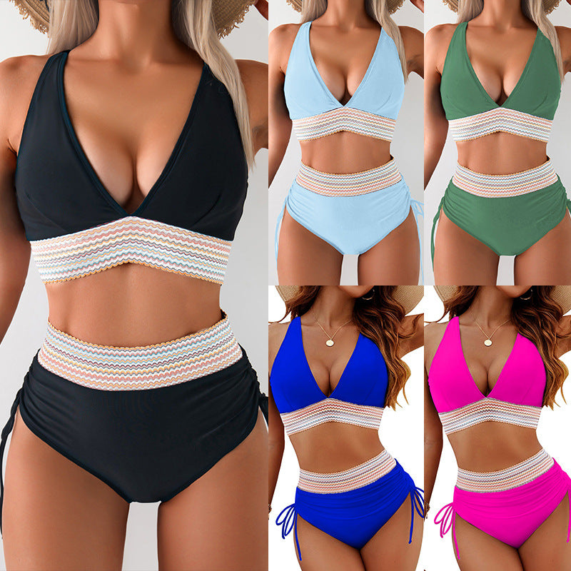 Damen Bikini-Set mit doppeltem Oberteil und verstellbaren Ruffy-Bindungen Drune