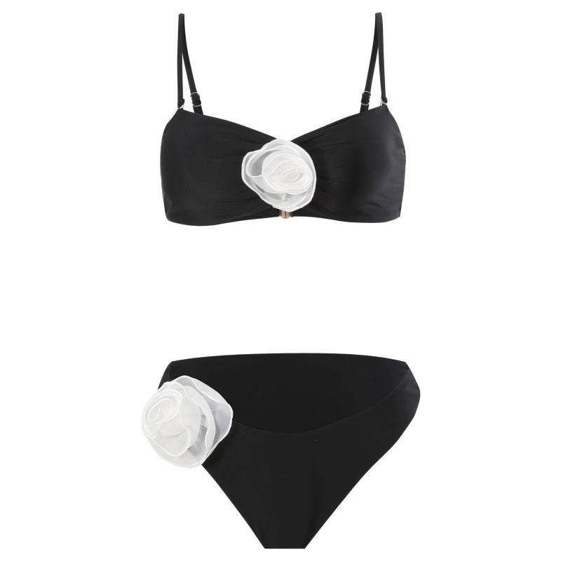 Damen Bikini-Set mit verspieltem Blumendetail und schickem Wickel-Design Drune