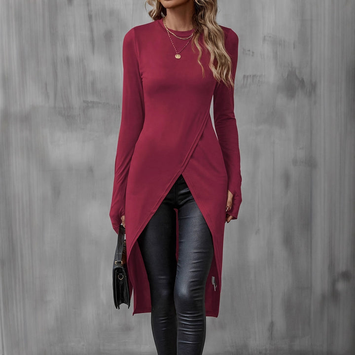 Damen Wickelkleid mit langem Arm und asymmetrischem Schnitt Drune