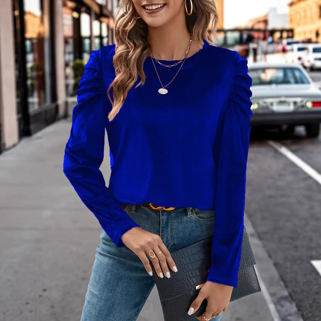 Damen Elegantes Langarmshirt mit Raffungen Drune