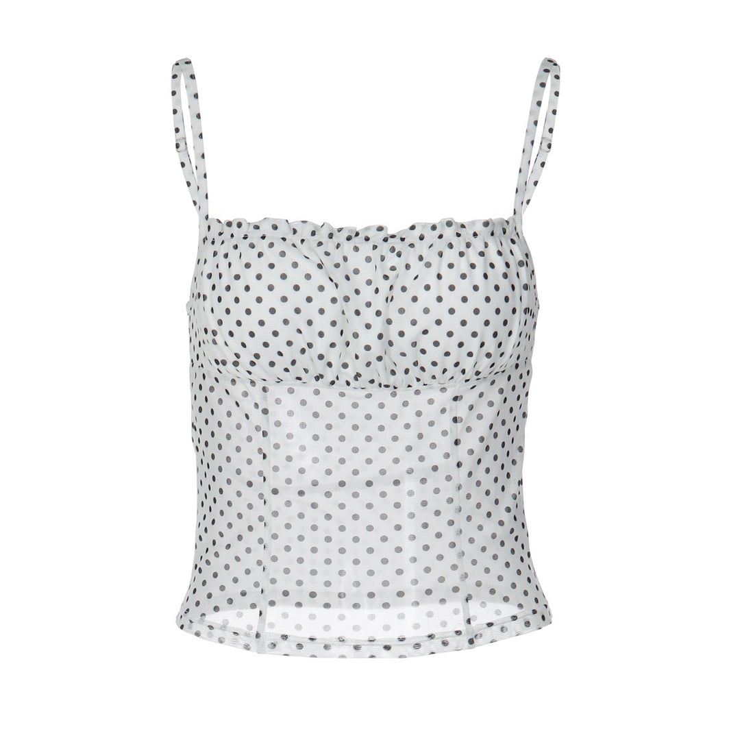 Damen Polka Dot Crop Top mit verstellbaren Trägern Drune