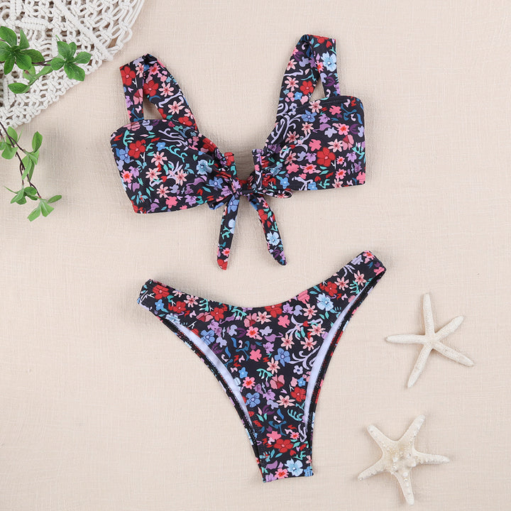 Damen Bikini-Set mit verspieltem Knotendesign und floralem Print Drune