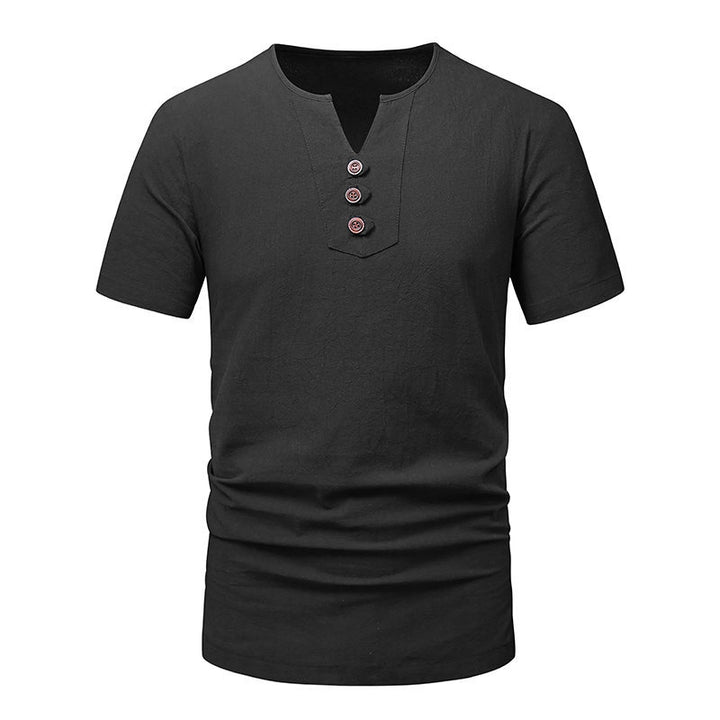 Herren Klassisches Lässiges Henley T-Shirt Drune