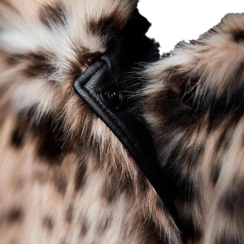 Damen Modische Leopardenmuster Kunstpelzjacke Drune