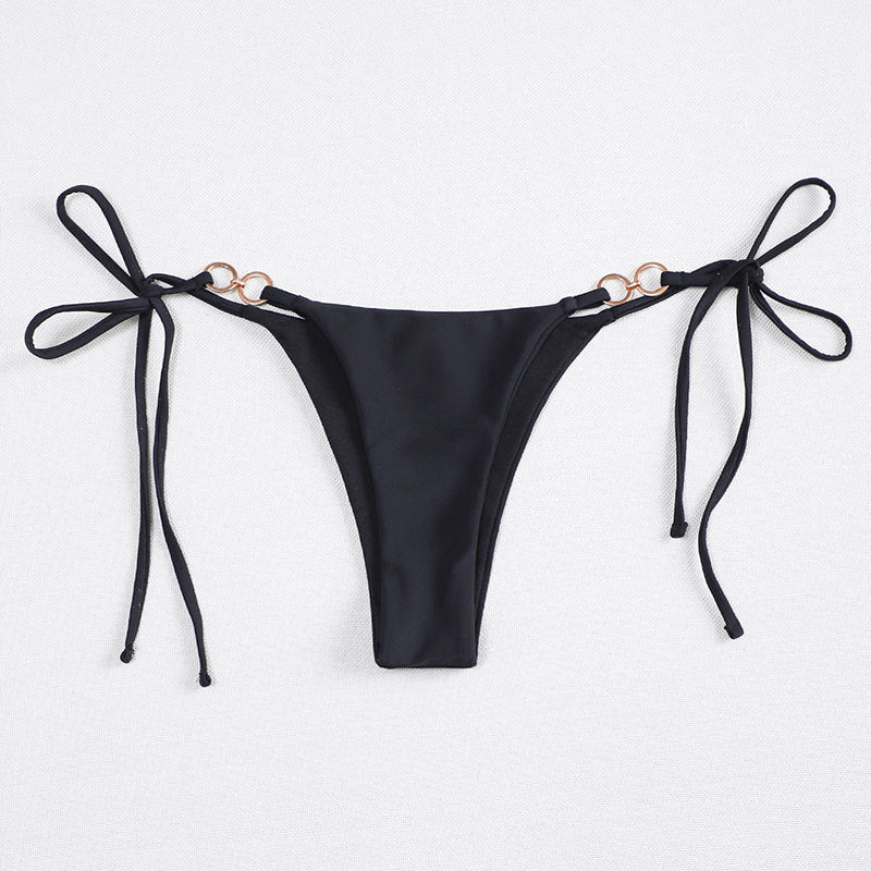 Damen minimalistischer Bikini-Hosenteil mit verstellbaren Schleifen Drune