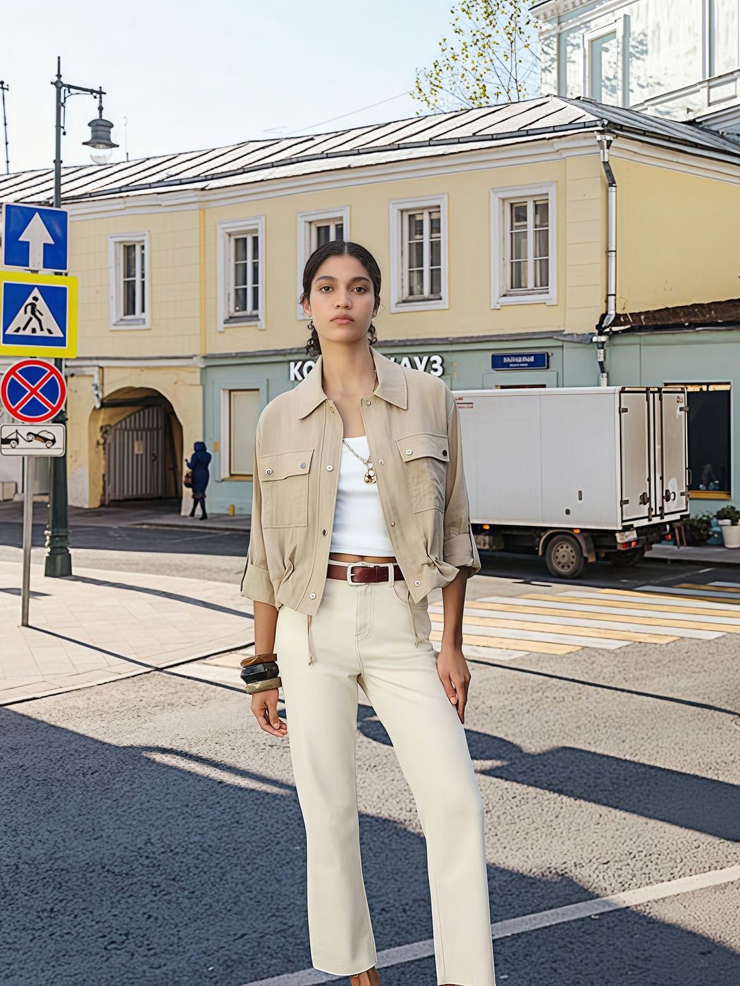 Damen leichte Oversize-Jacke mit praktischen Taschen Drune