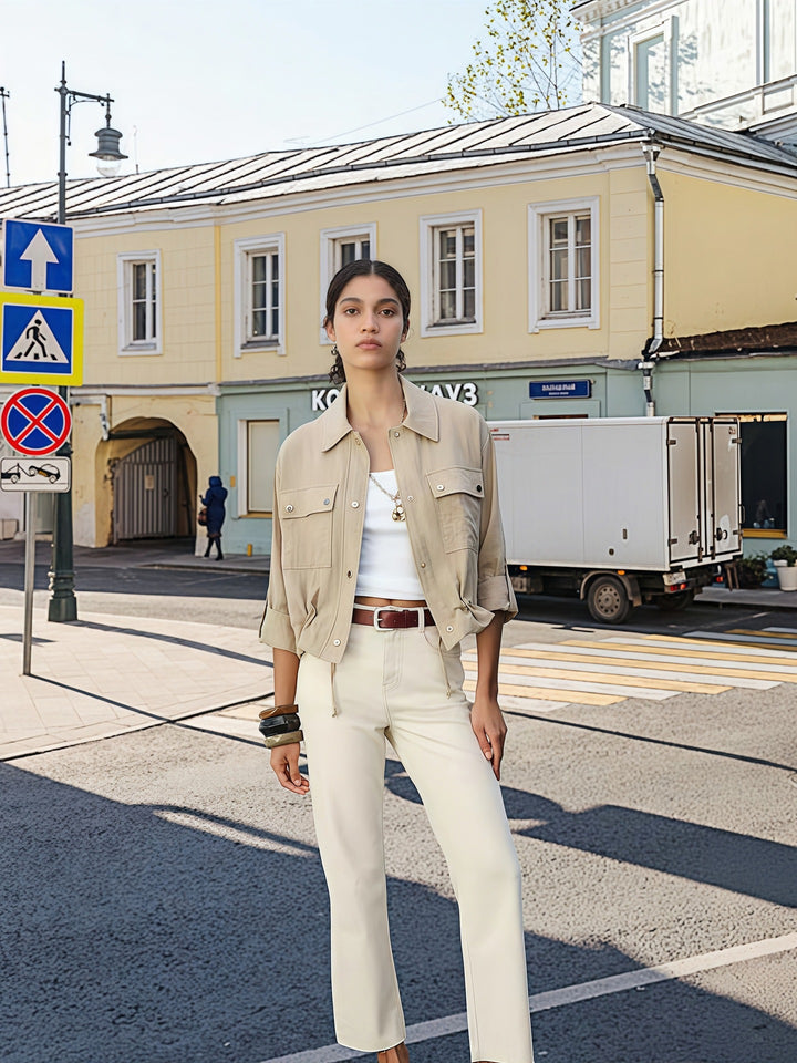 Damen leichte Oversize-Jacke mit praktischen Taschen Drune