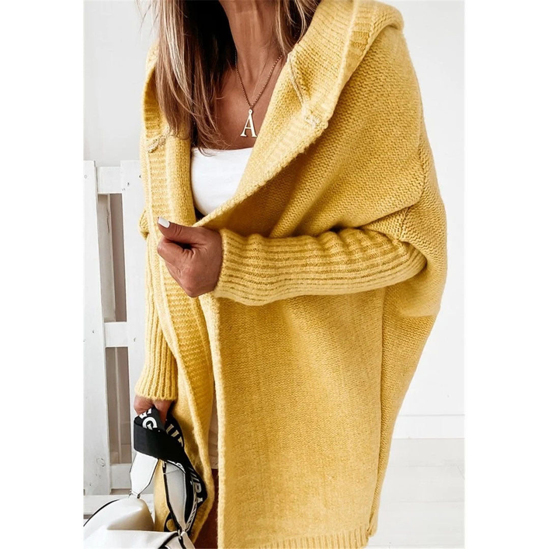 Damen Oversized Strickcardigan mit Kapuze und strukturiertem Design Drune