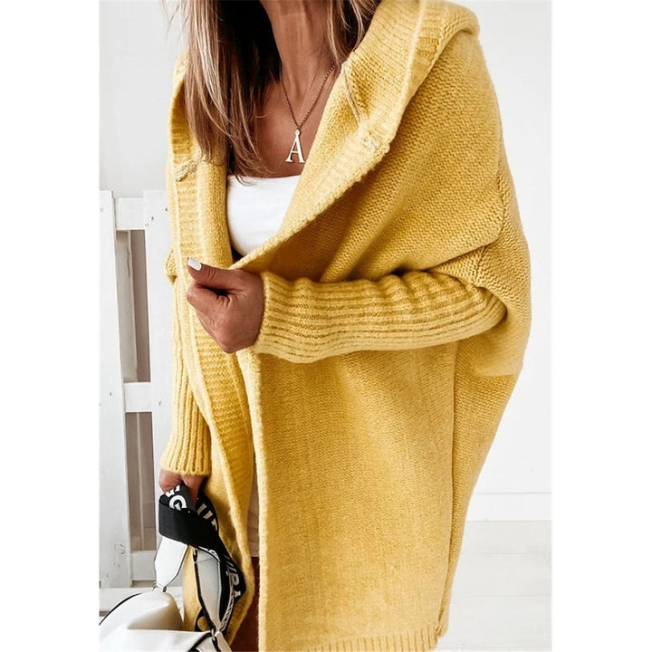 Damen Oversized Strickcardigan mit Kapuze und strukturiertem Design Drune