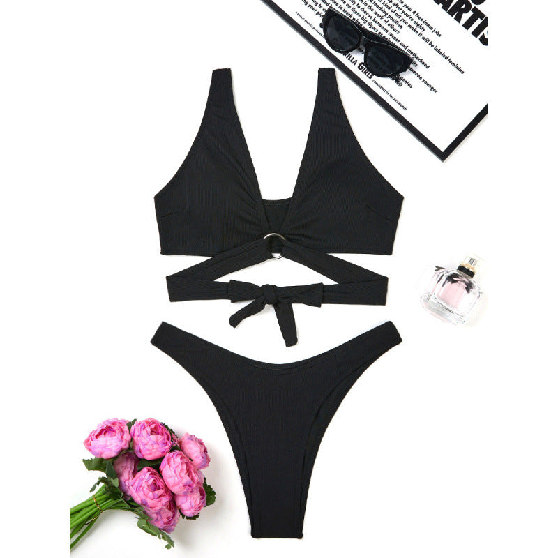 Damen Bikini-Set mit innovativem Schnitt und anpassbarem Knotendetail Drune