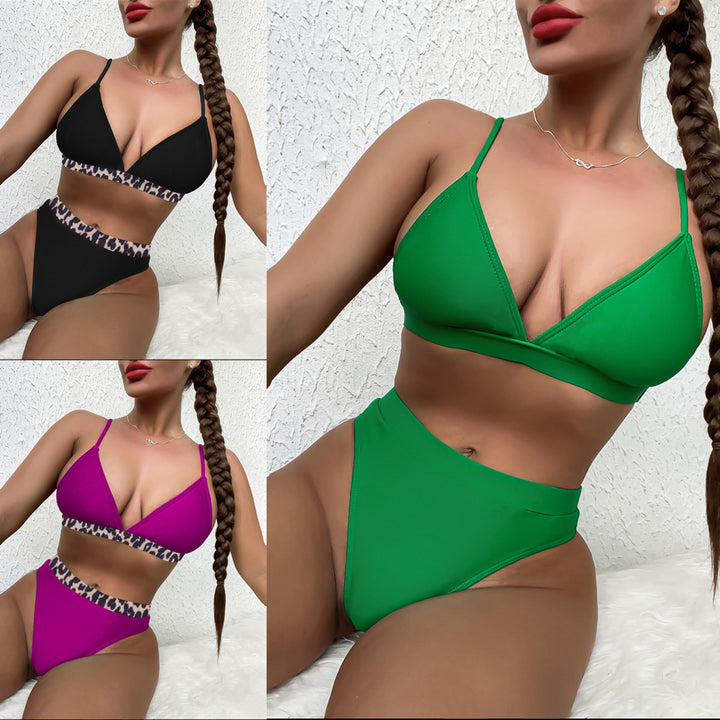 Damen Hochtailliertes Bikini-Set mit modischen Leodetails Drune