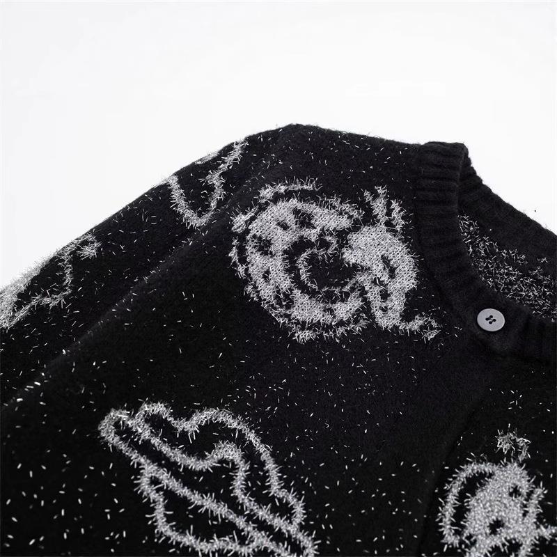 Damen Strickjacke mit einzigartigem Drachenmuster und Knopfleiste Drune