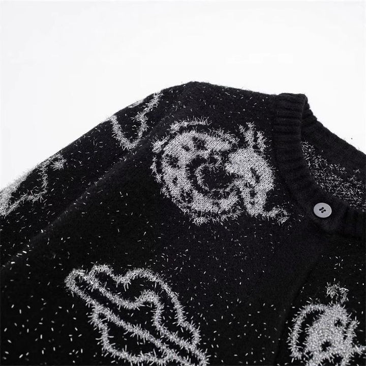 Damen Strickjacke mit einzigartigem Drachenmuster und Knopfleiste Drune