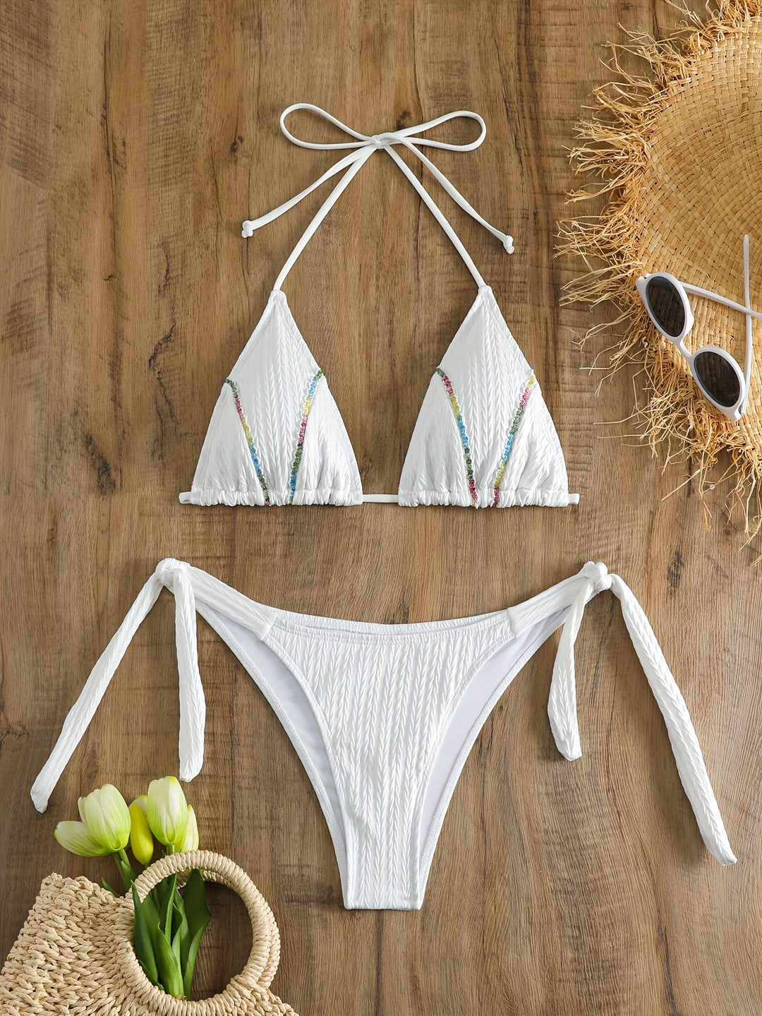 Damen Triangel-Bikini mit verspielten Bändern Drune