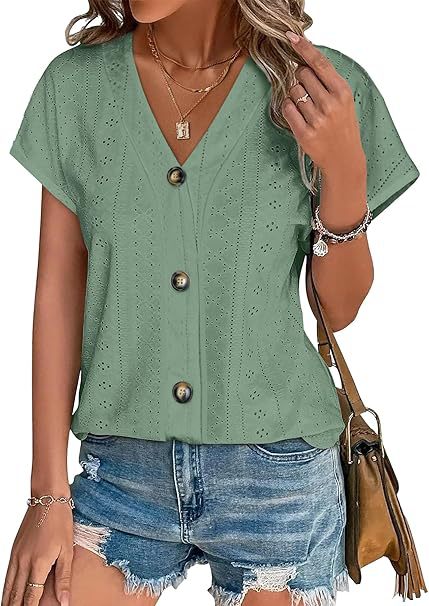 Damen genähte Bluse mit Knopfleiste Drune