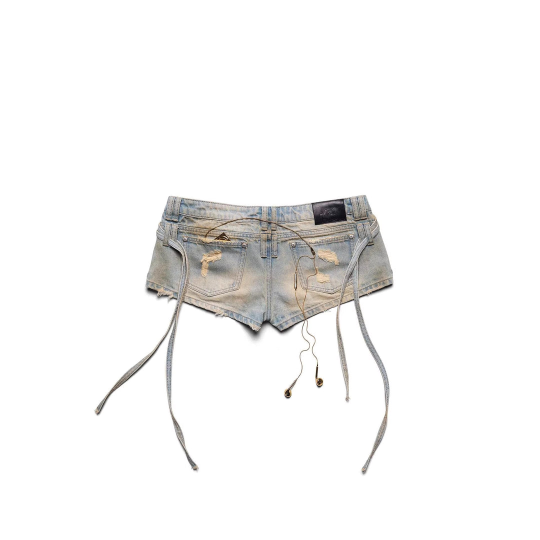 Damen Stylish Denim-Shorts mit verstellbarem Bund Drune