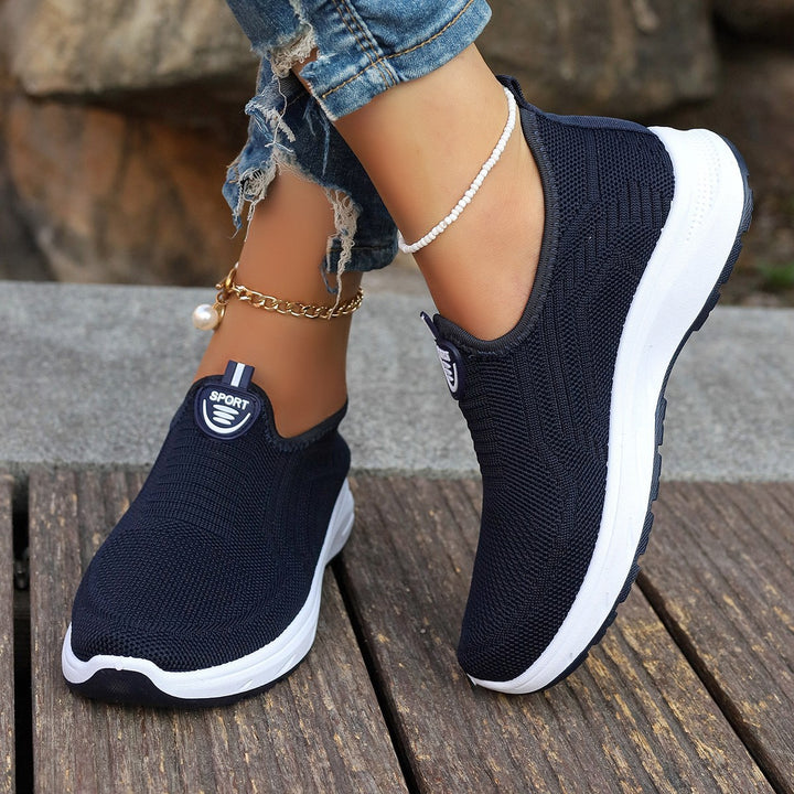 Damen Leichte Slip-On Sport Sneakers mit atmungsaktivem Strickobermaterial Drune