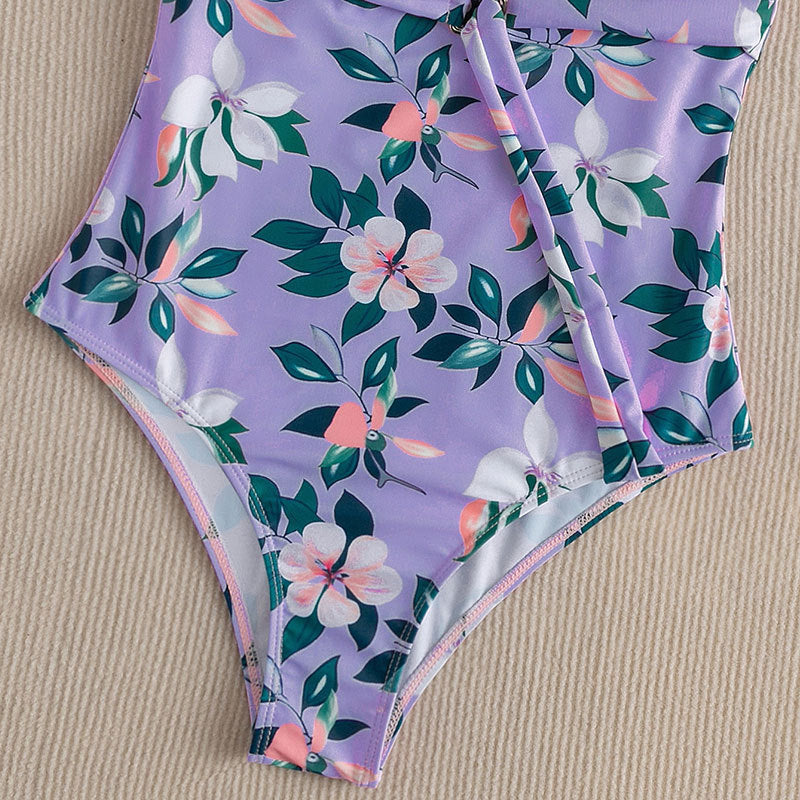 Damen Einteiler Badeanzug mit Wickeldetail und floralem Design Drune